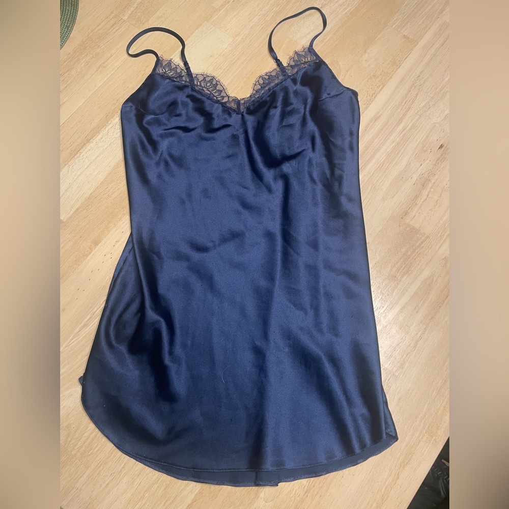 Victorias Secret Navy Blue Lace Slip Dress